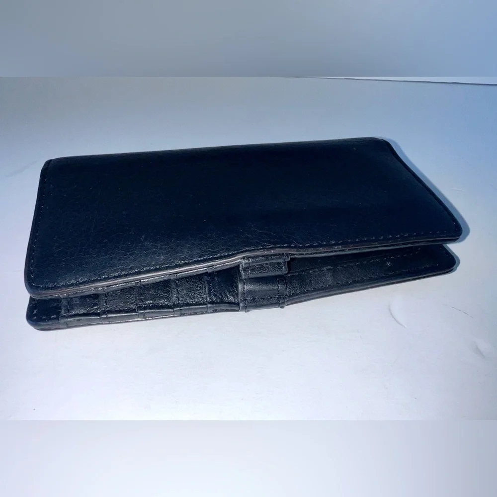 Vtg Fossil Wallet Black Soft‎ Pebble Leather